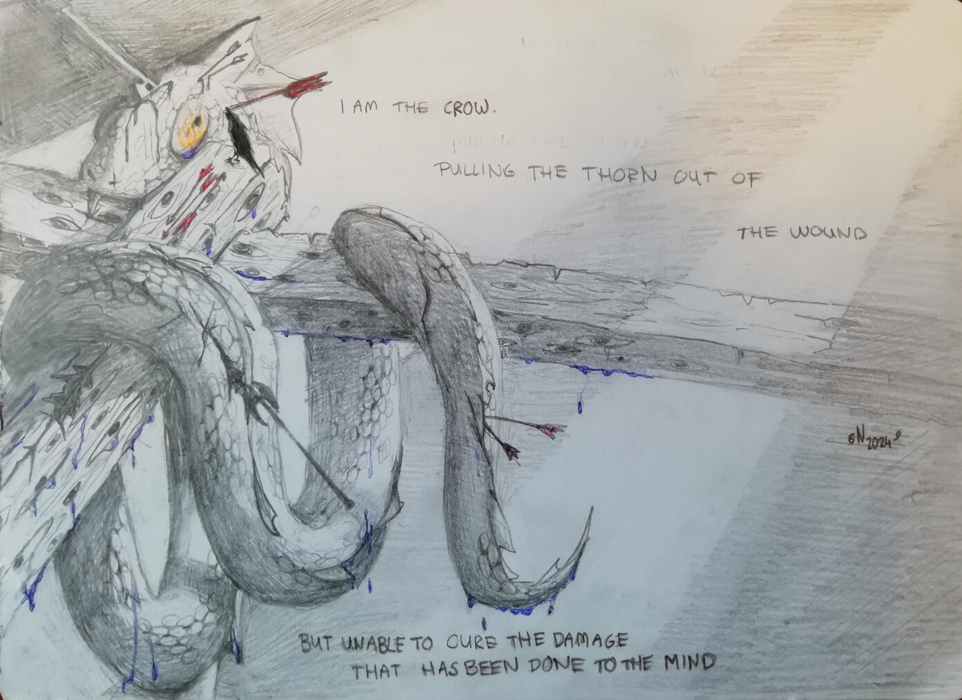 Pencil + markers on paper, 2024 Pencil + markers on paper, 2024