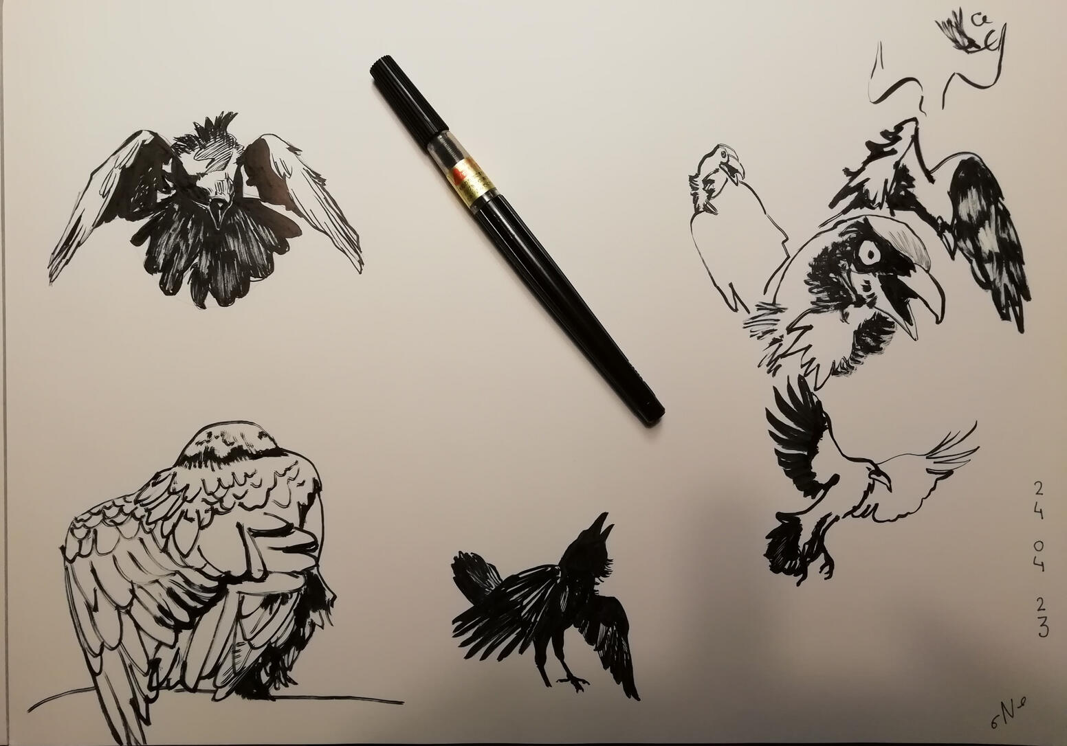 Brush pen on paper, 2023
